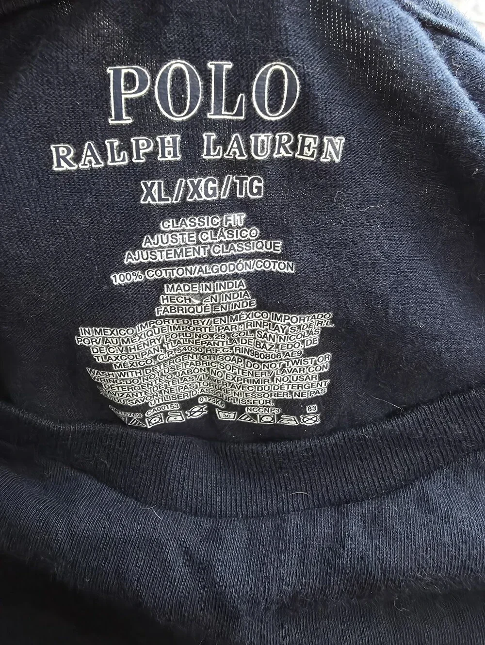 Polo Ralph Lauren Classic Fit Crewneck T-Shirt XL Navy Blue Embroidered Pony